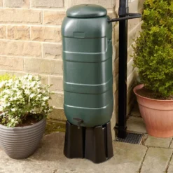 100L RainSaver Waterbutt Kit (Includes Multi Piece Stand And Diverter) -Grosafe Shop 100l wb green png