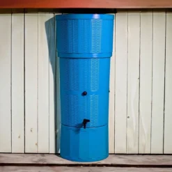 150L Rattan Wicker Effect Polybutt Water Butt - Blue