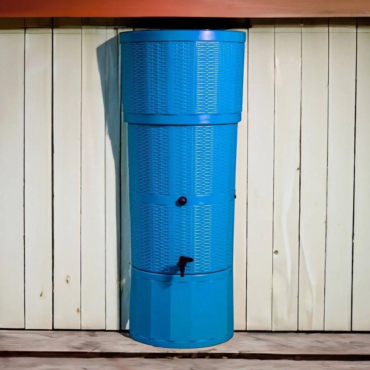 150L Rattan Wicker Effect Polybutt Water Butt - Blue 3 150L Rattan Wicker Effect Polybutt Water Butt - Blue