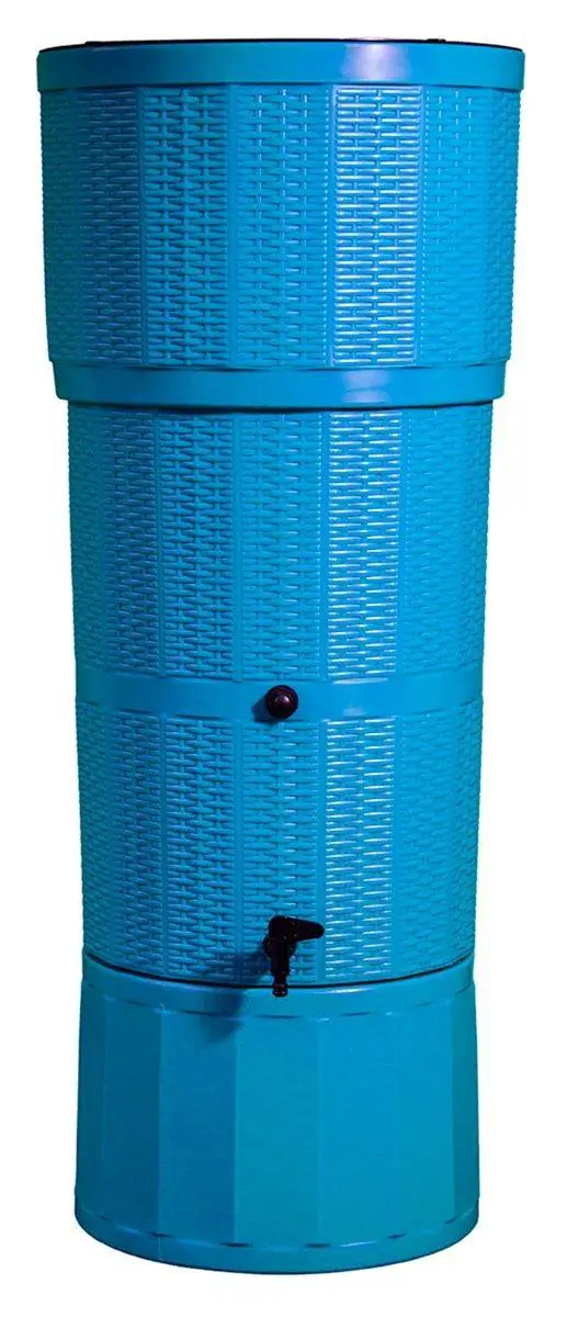 150L Rattan Wicker Effect Polybutt Water Butt - Blue 4 150L Rattan Wicker Effect Polybutt Water Butt - Blue - Image 2