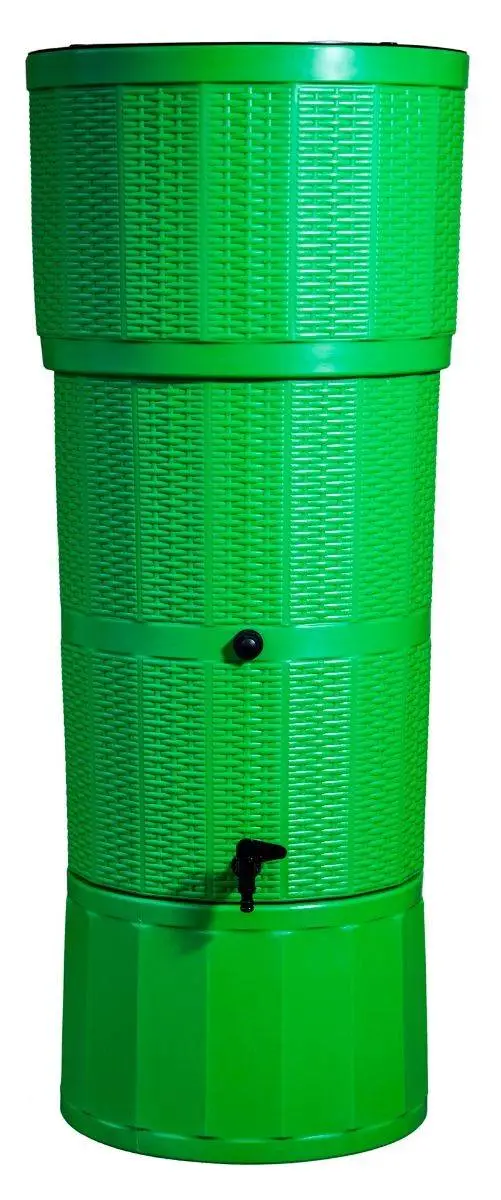 150L Rattan Wicker Effect Polybutt Water Butt - Lime Green 4 150L Rattan Wicker Effect Polybutt Water Butt - Lime Green - Image 2