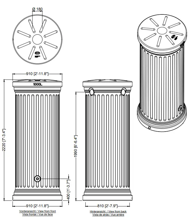 1000L Column Water Tank - Sand Beige 7 1000L Column Water Tank - Sand Beige - Image 5