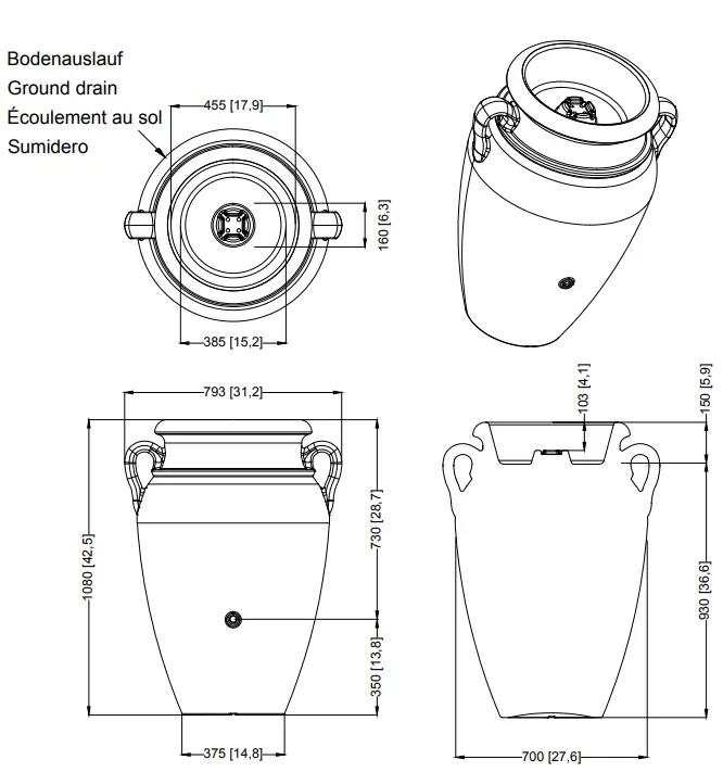 250L Antique Amphora Water Butt In Terracotta Effect 5 250L Antique Amphora Water Butt In Terracotta Effect - Image 3