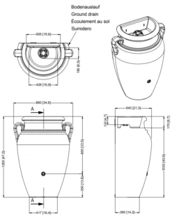 260L Antique WALL Amphora Water Butt - Granite -Grosafe Shop 3 4512m and 13 260 antique wall amphora png