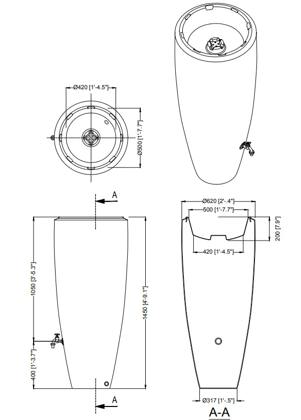 Graf 300L 2 IN 1 Water Tank In Zinc - Image 3