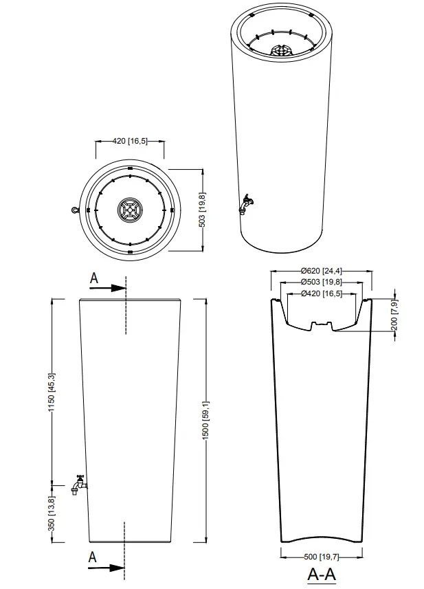 350L Natura 2 In 1 Water Tank With Planter - Beach Beige 7 350L Natura 2 In 1 Water Tank With Planter - Beach Beige - Image 5