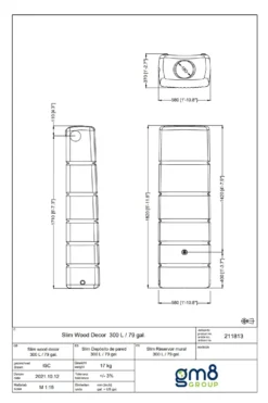 330L Slim Wood Decor Rainwater Wall Tank -Grosafe Shop 300l tc 3 png