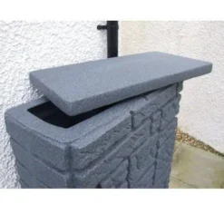 300L Maurano Stone Effect Water Butt - Charcoal -Grosafe Shop 3p technik decorative maurano stone wall effect water butt tanks charcoal 2 jpg