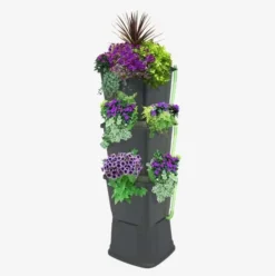 200L Rainwater Terrace Water Butt Planter - 3 Tier - Black & Dark Green