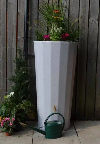 255L Metropolitan Water Butt With Planter In White Marble 3 255L Metropolitan Water Butt With Planter In White Marble