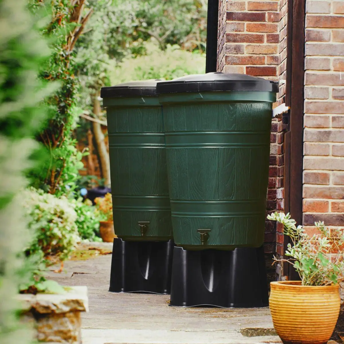 200L Garden Lake Water Butt Twin Pack Kit With Stand, Diverter & Linking Kit 4 200L Garden Lake Water Butt Twin Pack Kit With Stand, Diverter & Linking Kit - Image 2