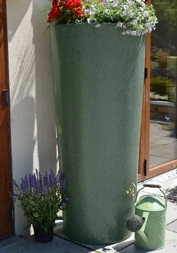 380L Garden Planter Water Butt Green Marble With Tap Kit & Diverter 3 380L Garden Planter Water Butt Green Marble With Tap Kit & Diverter