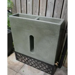 280L Slimline Water Butt Planter - Green Marble -Grosafe Shop green marble 2 1 jpg