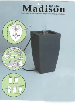 Algreen 185L Madison Rain Barrel With Fountain - Millstone -Grosafe Shop madison water barrel general features water fountain 11 1 png