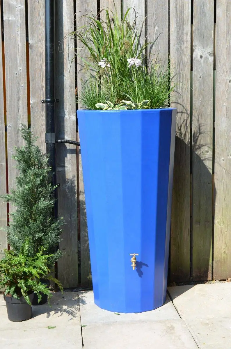 255L Metropolitan Water Butt With Planter In Blue 3 255L Metropolitan Water Butt With Planter In Blue