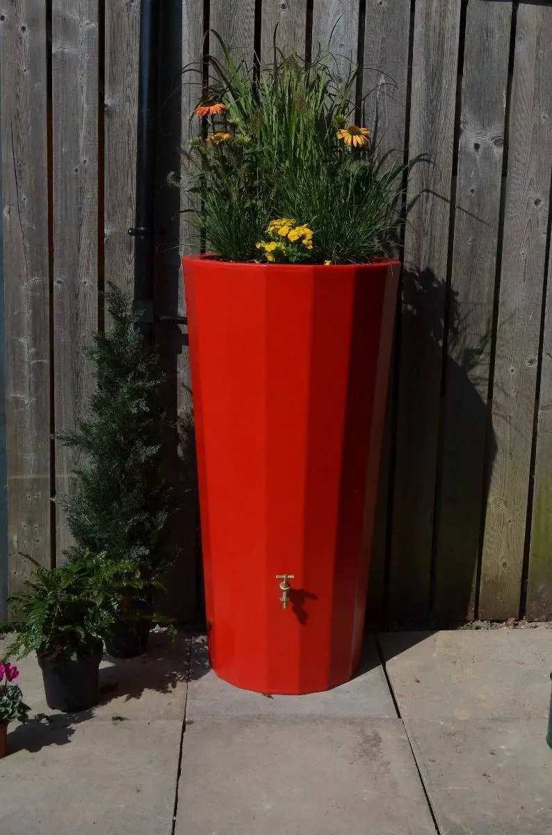 255L Metropolitan Water Butt With Planter In Red 3 255L Metropolitan Water Butt With Planter In Red
