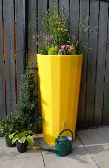 255L Metropolitan Water Butt With Planter In Yellow 3 255L Metropolitan Water Butt With Planter In Yellow