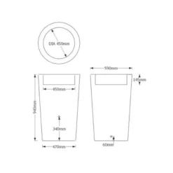 165L Midi Metropolitan Water Butt Planter - Red 7 165L Midi Metropolitan Water Butt Planter - Red -Grosafe Shop mididimensions 540x 2 jpg