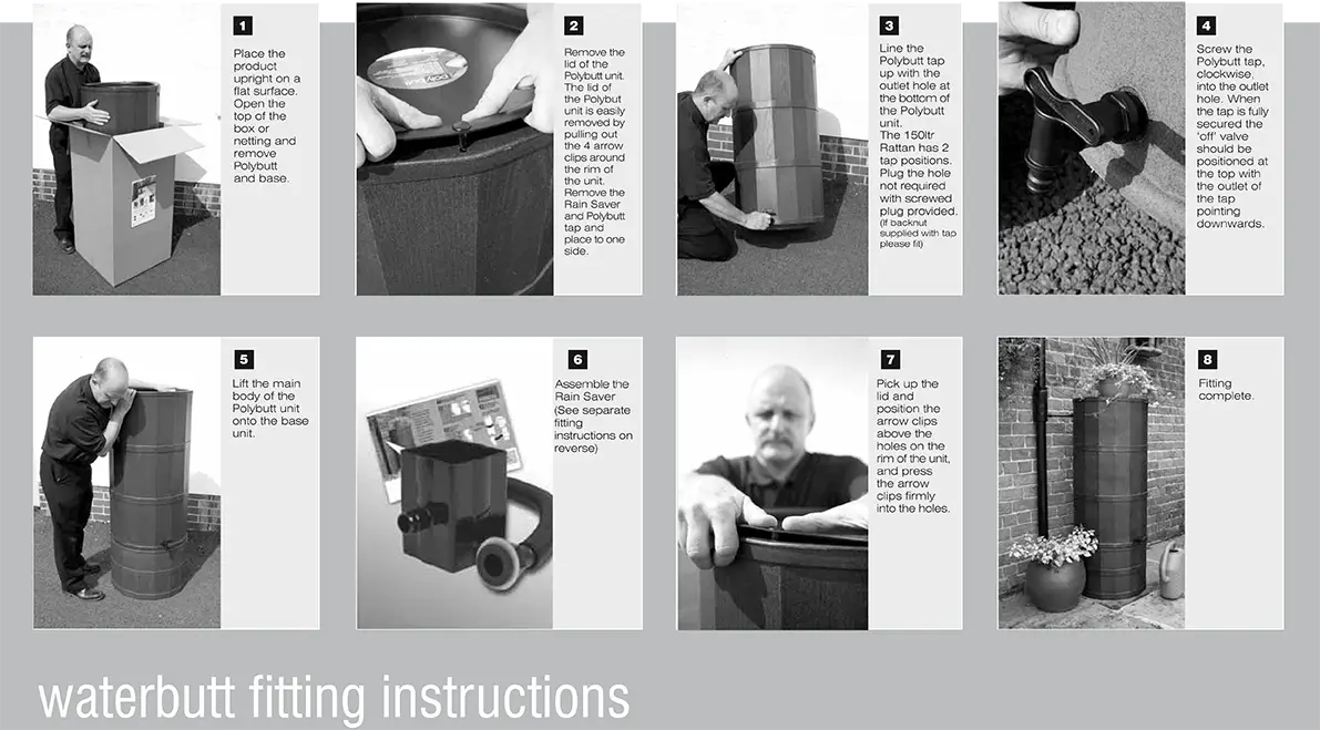 150L Rattan Wicker Effect Polybutt Water Butt - Blue 6 150L Rattan Wicker Effect Polybutt Water Butt - Blue - Image 4