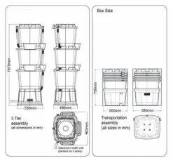 200L Rainwater Terrace Water Butt Planter - 3 Tier - Black -Grosafe Shop rwt 3t 200l 1024x1024 copy jpg