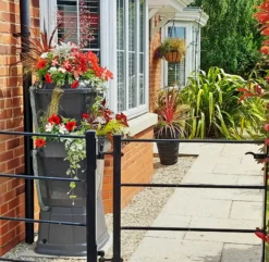 134L Rainwater Terrace Water Butt Planter - 2 Tier - Black