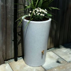 180L Garden Planter Water Butt White Marble