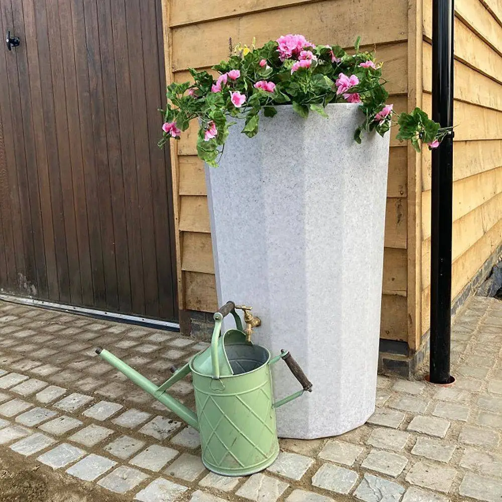 165L Midi Metropolitan Water Butt Planter - White Marble 3 165L Midi Metropolitan Water Butt Planter - White Marble